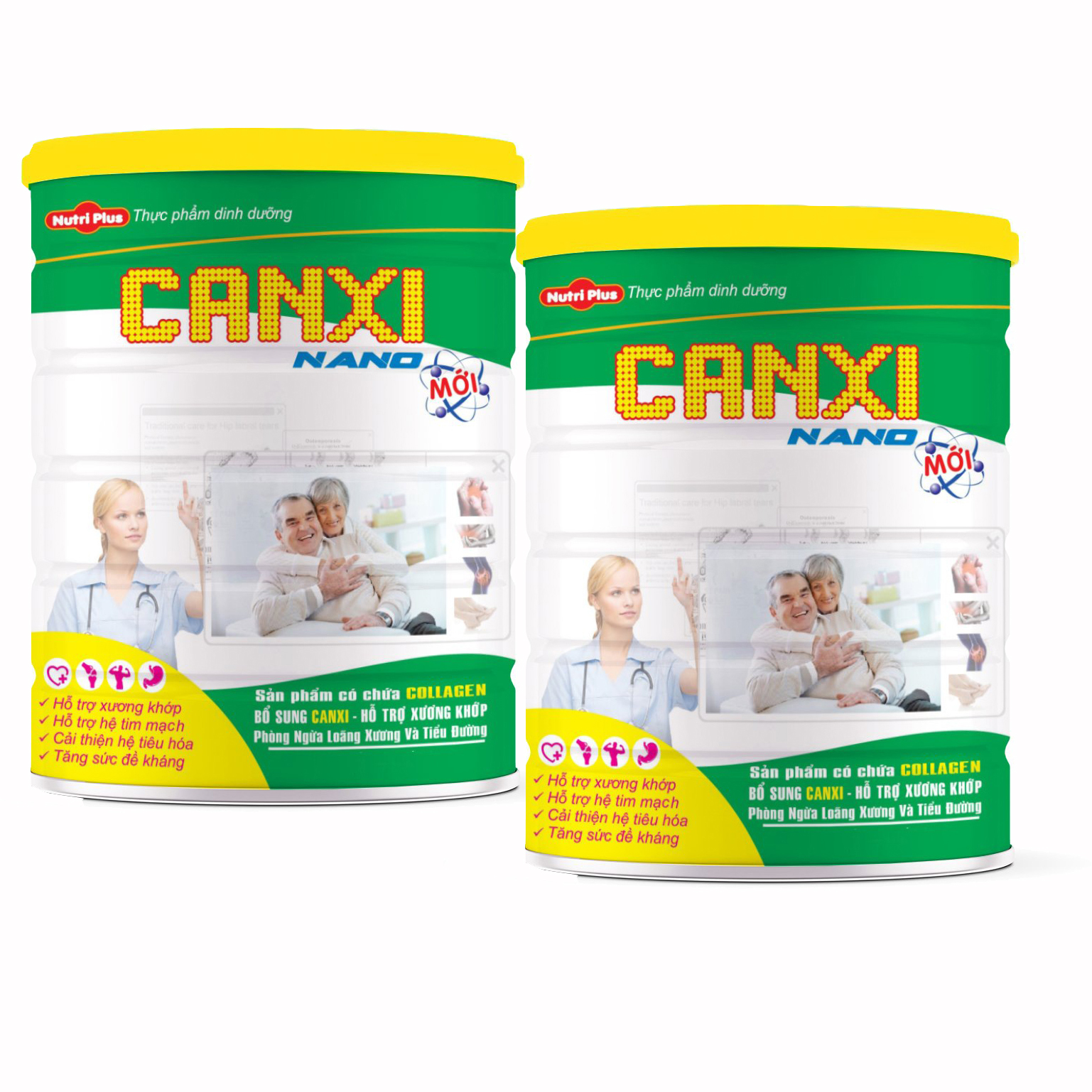 Combo lon Sữa CANXI NANO Bổ sung canxi hỗ trợ xương khớp cho người già, người loãng xương NUTRI PLUS -900G