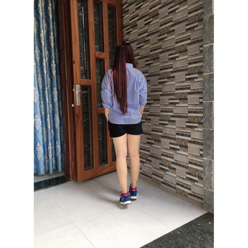 Áo sơ mi Oversize sọc dọc phối túi sọc ngang