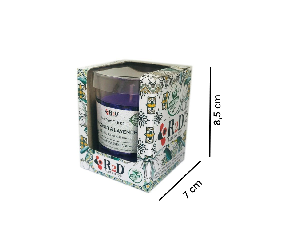 Combo 3 Ly Nến Thơm Tinh Dầu Coconut - Lavender,[Mã - 340], Từ Shop R2D, Làm Từ Dầu Cọ, Sáp Dừa, Thành Phần Tự Nhiên, Lành Tính