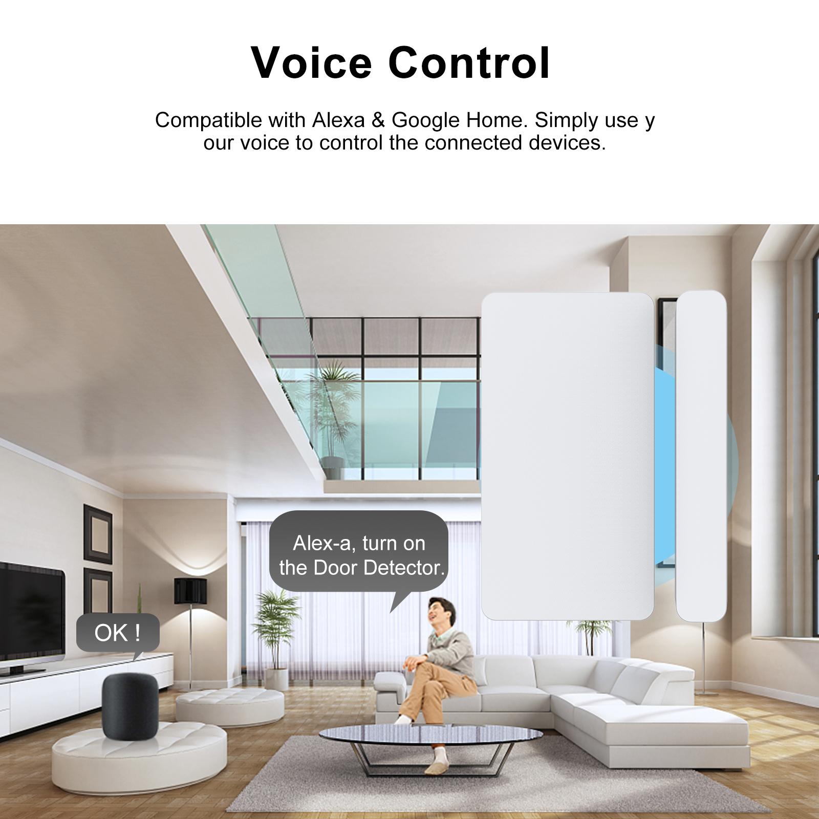 Wireless Door Window Sensor WiFi Smart Door Intrusion Detector Tuya APP Remote Control Home Security Alarm Compatible with Amazon alexa Google assistant IFTTT