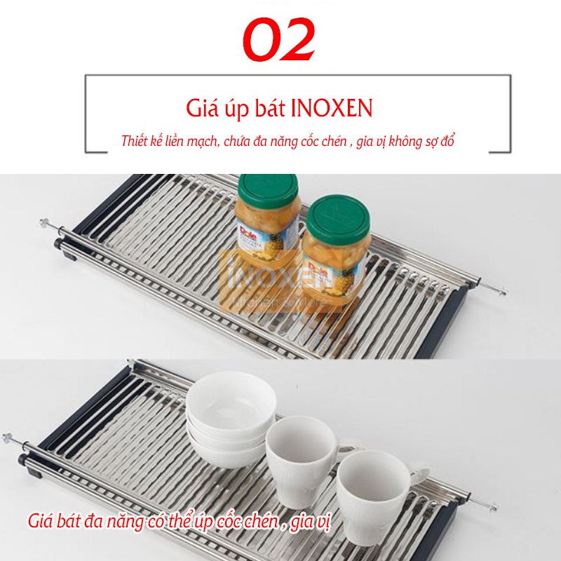 Giá kệ úp bát chữ V tủ bếp trên BV80 - INOXEN