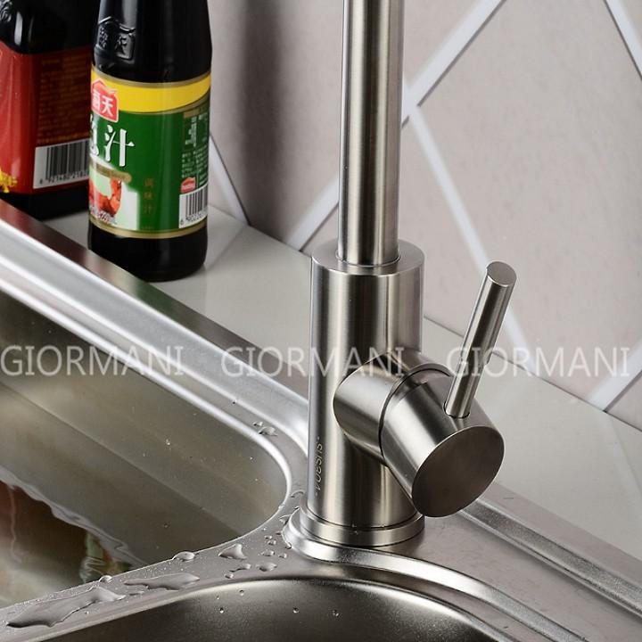 Vòi Rửa Bát Nóng Lạnh Inox 304 VRB03 tặng đôi dây cấp nước inox