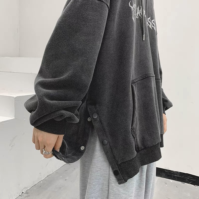 Áo Hoodie In Họa Tiết phối nút bấm , áo khoác nỉ form rộng , chất nỉ bông cao cấp dày dặn chuẩn from unisex