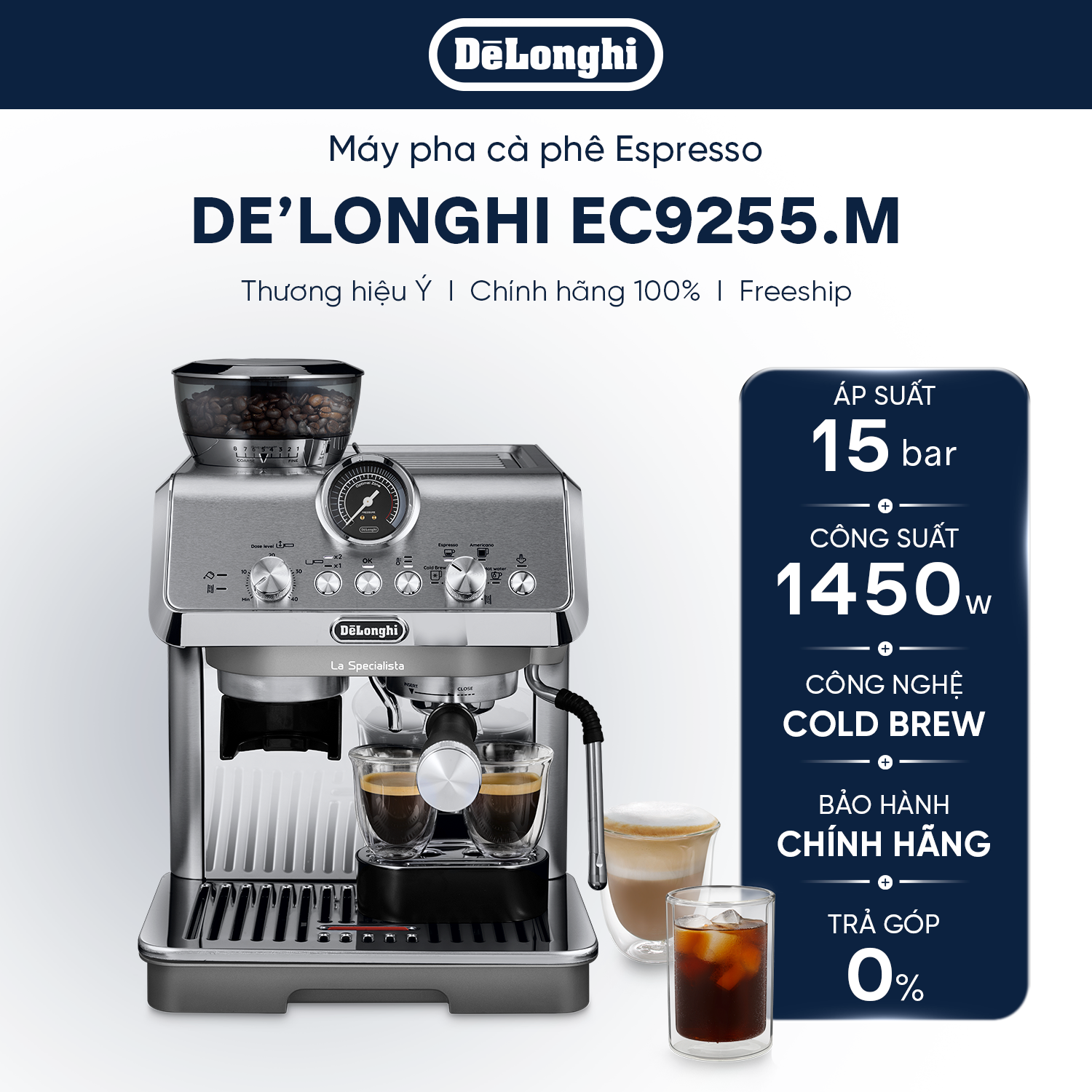 [Hàng chính hãng] Máy pha cà phê espresso DeLonghi La Specialista Arte Evo Cold Brew EC9255.M