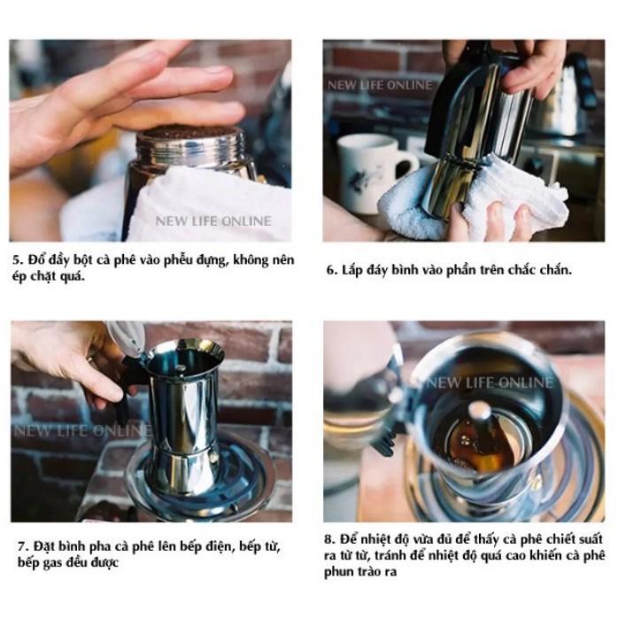 COMBO ẤM PHA CÀ PHÊ 450ml INOX tặng kèm 1 BẾP ĐIỆN MINI 500W BÌNH PHA CAFE MOKA LOẠI TỐT