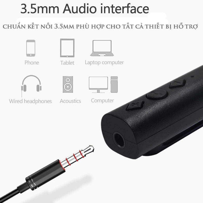 Thiết bị chuyển đổi tai nghe thường thành tai nghe không dây Bluetooth Music Receiver V4.1 + Tặng kèm jack 3.5mm 2 đầu