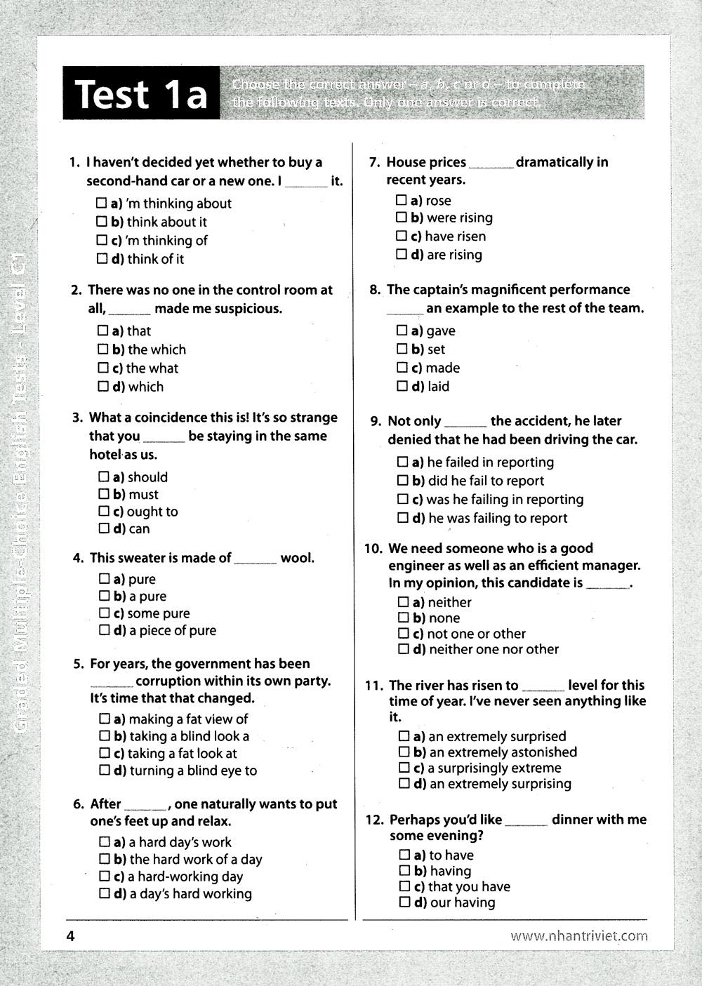 Graded Multiple - Choice English Test Level C1 (Không CD)
