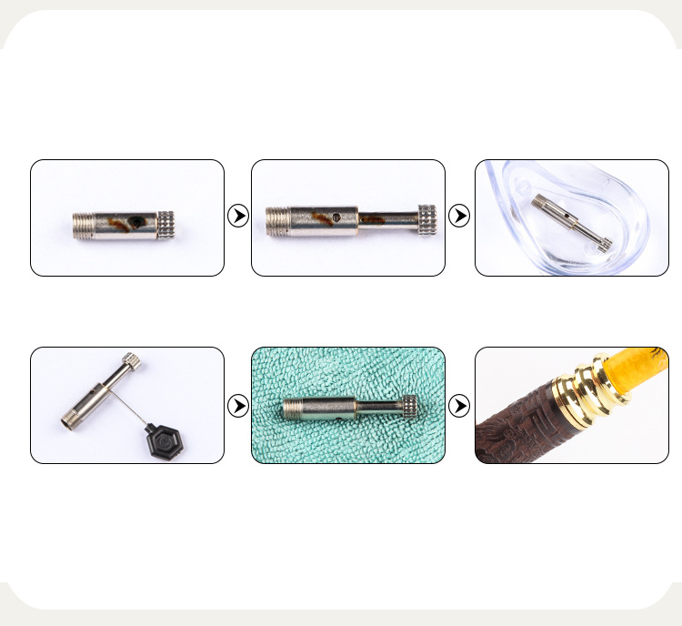 Tẩu thuốc gỗ mun khảm khoa văn siêu đẹp sang trọng cao cấp - tặng kèm 1 dụng cụ vệ sinh tẩu