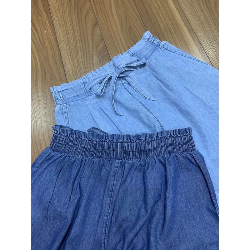 QUẦN JEANS GIÂY ỐNG SUÔNG CỘT NƠ LƯNG THUN CẬP BẾN B-T
