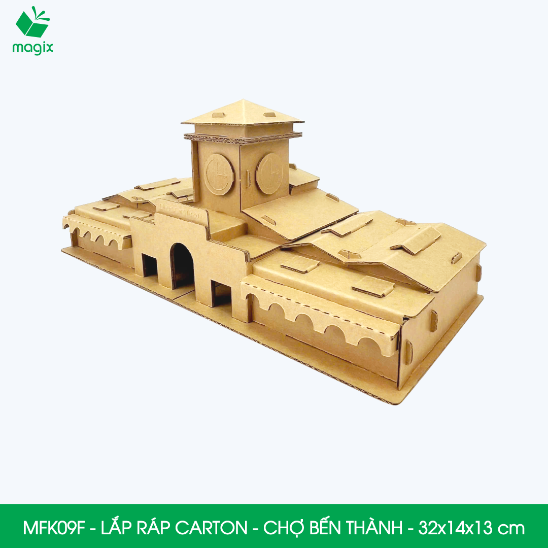 MFK09F - 32x14x13 cm - Mô hình Chợ Bến Thành lắp ráp từ bìa carton cao cấp, mô hình địa danh Việt Nam
