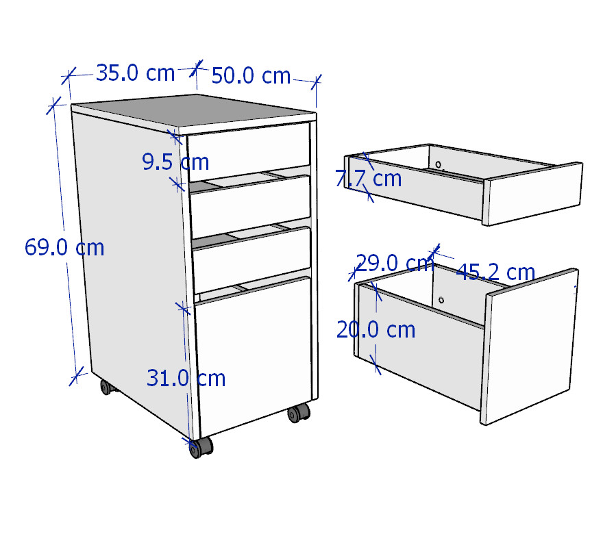 POPSI, Hộc tủ 4 ngăn kéo, 35x50x75cm - Phong cách Bắc Âu