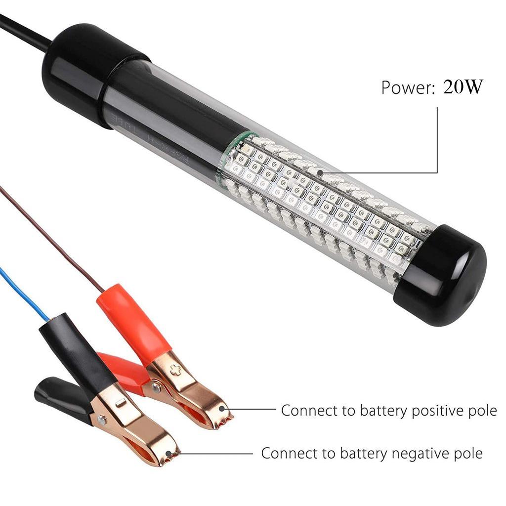 LED Submersible Fishing Light Underwater Fishes 5m Cord Clip Green