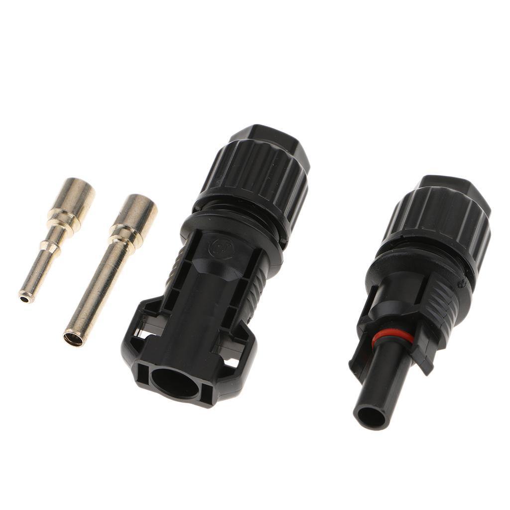 Solar Panel Cable Connectors Male/Female Adapters Black