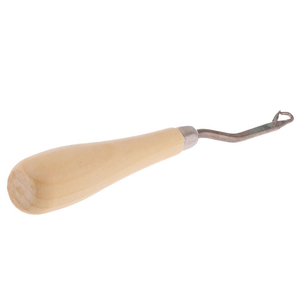 Crochet Hook Latch Lock Micro Hair Bearded Needle Rug Making Wooden Handle