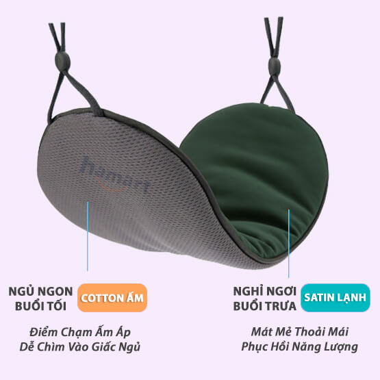 Mặt Nạ Che Mắt Ngủ Lụa Mềm 2 Mặt Hamart Băng Bịt Mắt Ngủ Lưới Mắt Chim Thoáng Khí Cao Cấp
