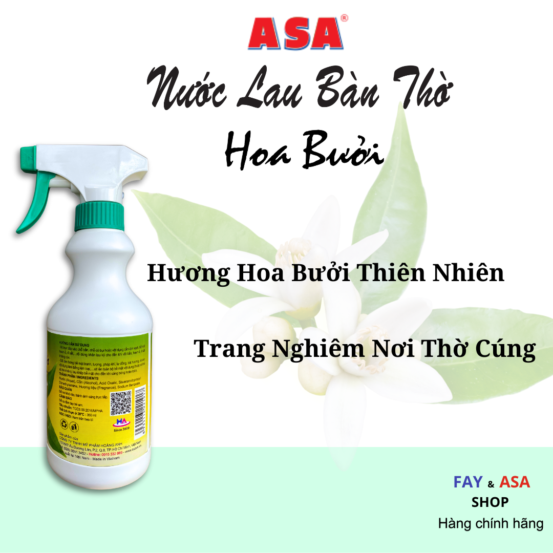 Nước Lau Bàn Thờ ASA Hoa Bưởi 300ml - Lau bàn thờ, tranh, tượng, pháp khí, lư đồng, bát hương