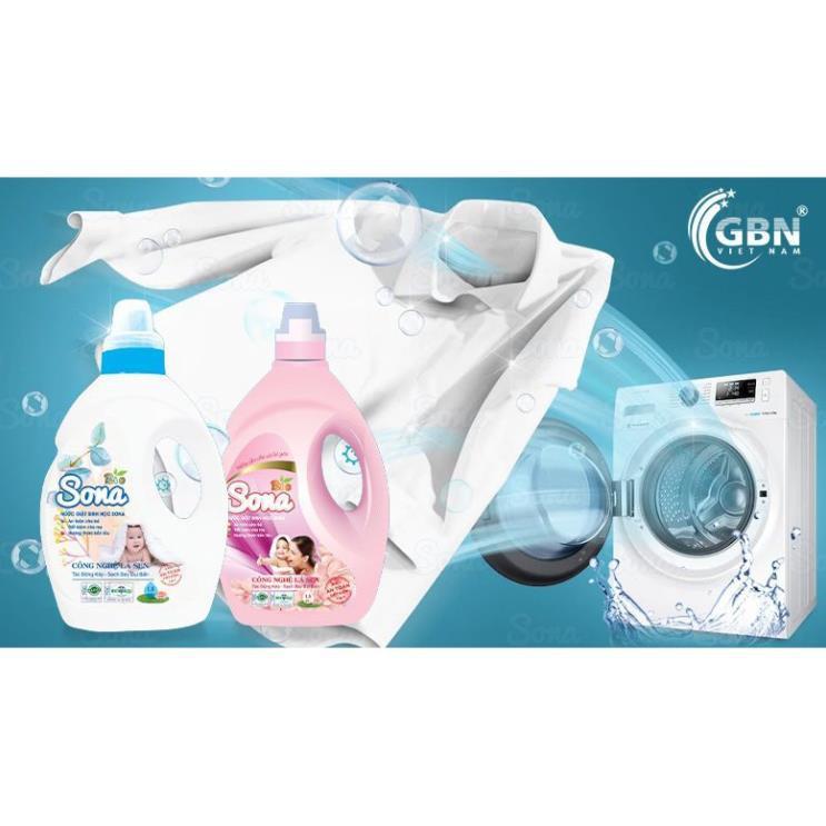 Nước Giặt Xả Sinh Học Sona Hương Comfort/Hương Anh Đào 3.6kg, Đánh Bay Vết Bẩn, Lưu Hương Bền Lâu, Kháng Khuẩn