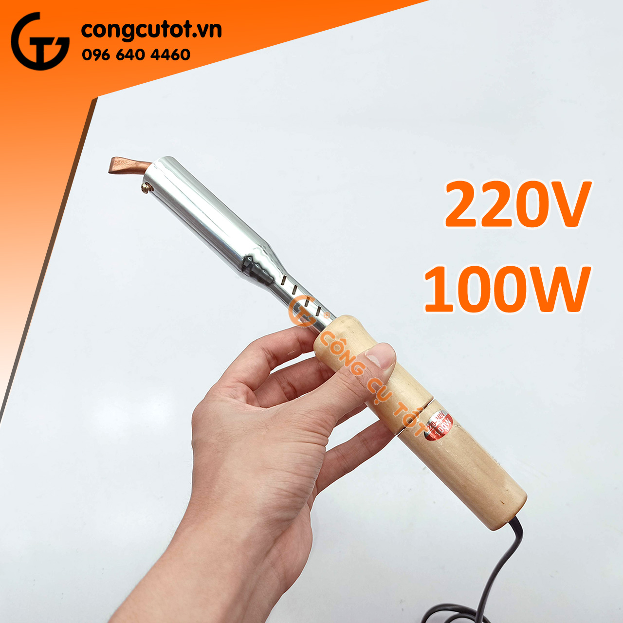 Mỏ hàn nung mỏ dẹp cán gỗ 220V-100W