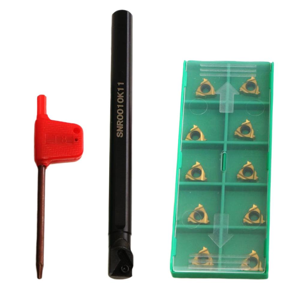 Turning Tool Holder Holder Boring Bar + Carbide Inserts + Wrench CNC Lathe Turning Tool, 125mm SNR0010K11