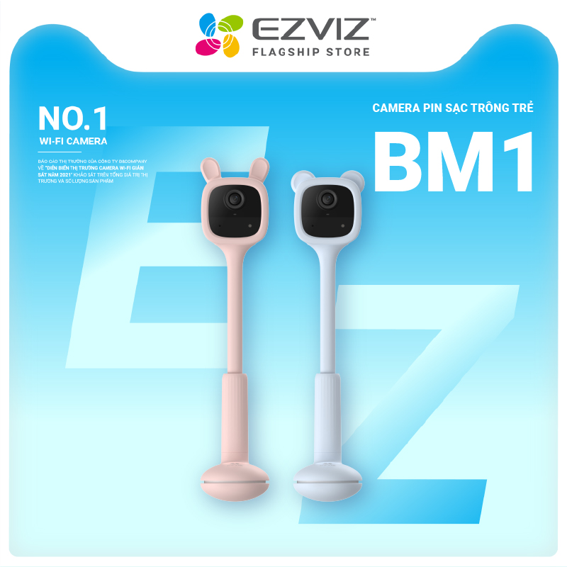 Camera Baby EZVIZ BM1, FHD 1080P, Sử Dụng Pin Sạc &amp; Wi-fi, Hồng Ngoại Vô Hình, Phát Hiện Tiếng Khóc &amp; Chuyển Động Của Bé, Thay Mẹ Trông Bé Ngủ Ngon - Hàng Chính Hãng