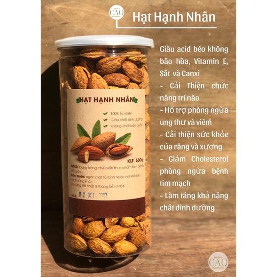 Hạt hạnh nhân rang bơ vỏ mỏng CAO Food nhập khẩu chính ngạch từ Mỹ, hạt siêu thơm giòn và dinh dưỡng