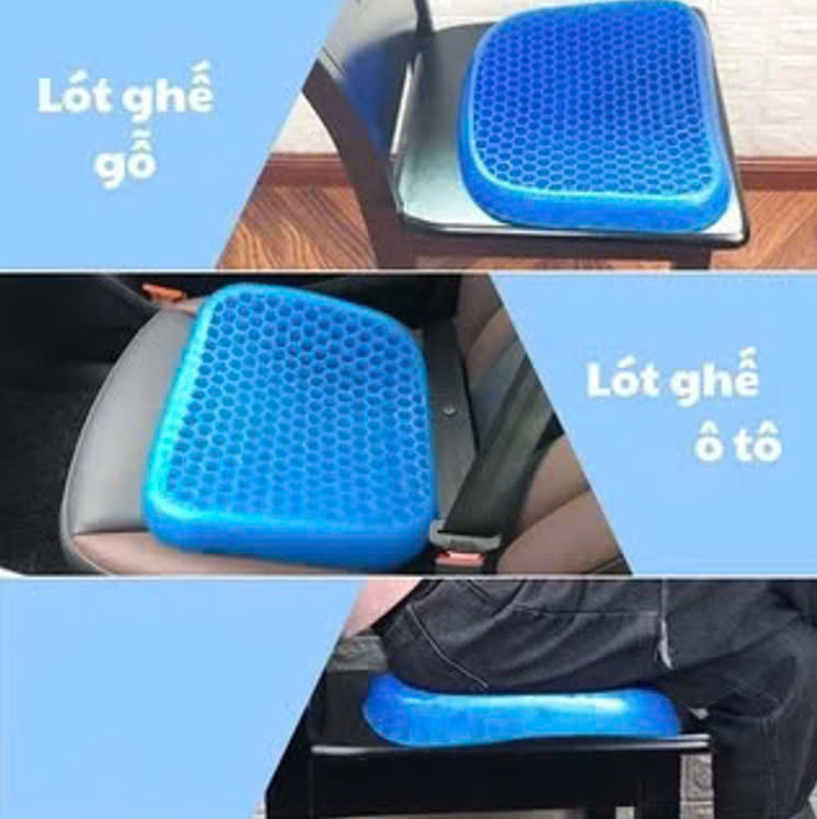 Đệm Nệm Ngồi 2 Lớp 3D Silicon Cao Cấp Thoáng Khí Ghế Văn Phòng Chống Đau Mỏi - Cấu Trúc Tổ Ong 3D Tặng Kèm Vỏ Theo