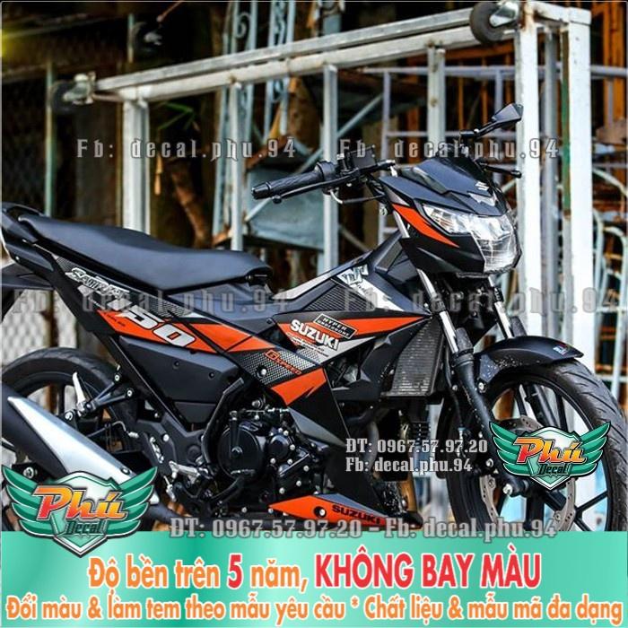 Tem rời Satria F150 đen cam