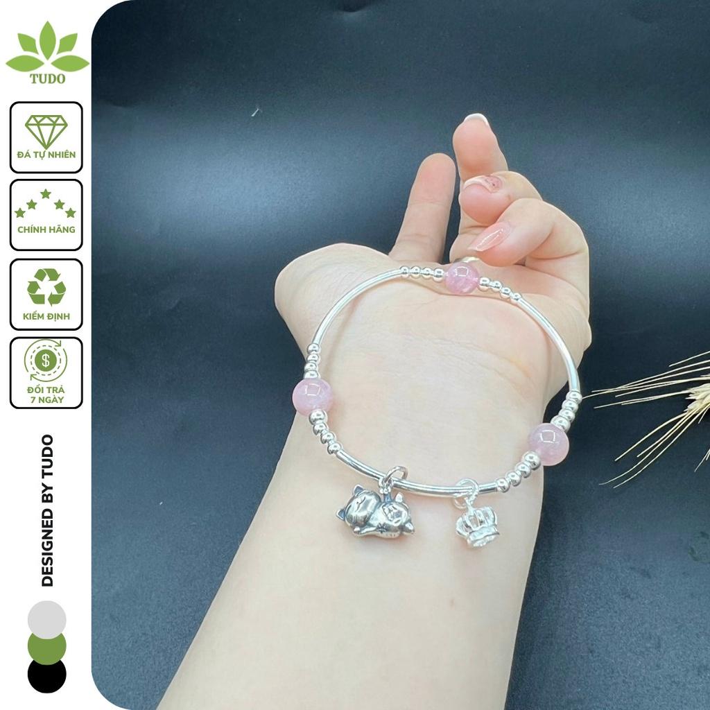 Vòng Tay Nữ Đẹp - Vòng Phong Thủy Mệnh Kim Thủy TUDO VCBTAH AG925 Charm Mèo Thần Tài, Vương Miện B28K400