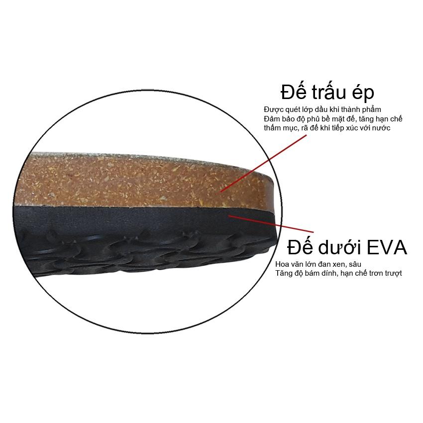 Giày đế trấu Unisex Da quai đôi