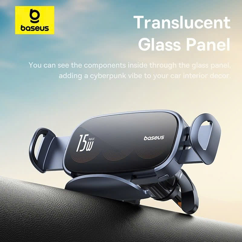 Giá Đỡ Điện Thoại Ô Tô Baseus Lightchaser Series Triple-Coil Wireless Charging Electric Car Mount (Sạc không dây 15W) [ hàng chính hãng ]