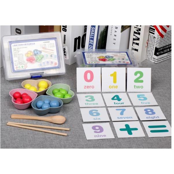 Đồ chơi gỗ Montessori bộ gắp hạt số đếm- rèn luyện vận động tinh- học màu sắc- toán- giúp bé tư duy nhanh nhẹn
