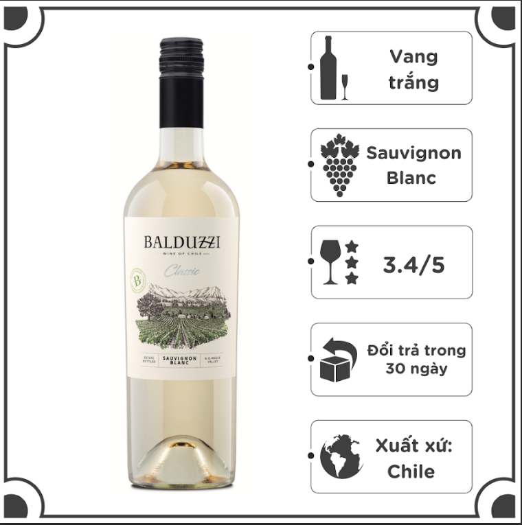 Rượu Vang Trắng Chile Balduzzi Sauvignon Blanc 2022