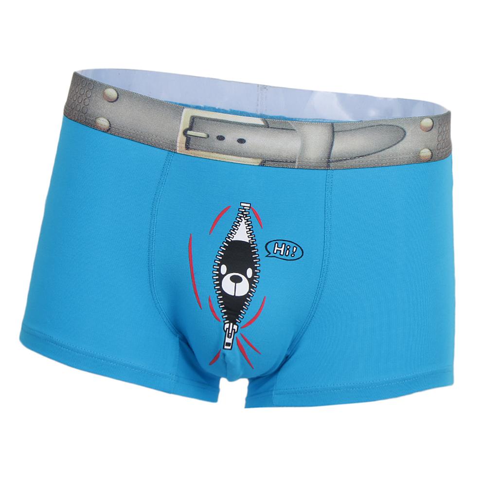 2x Men's Cotton Briefs Bulge Pouch Shorts Bear Printed Underwear Trunks Soft