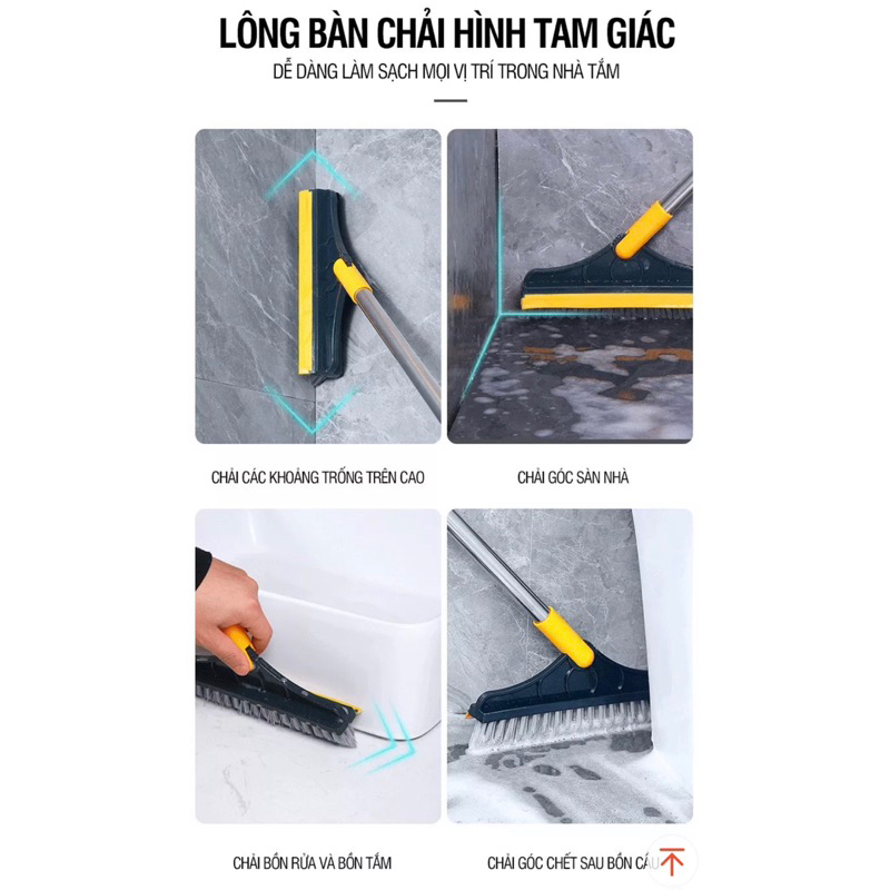 [COMBO 3 DỌN DẸP ĐÓN TẾT] 1 bàn chải vệ sinh khe hẹp + 1 chà sàn nhà tắm + 1 chổi quét trần nhà - Chính hãng dododios