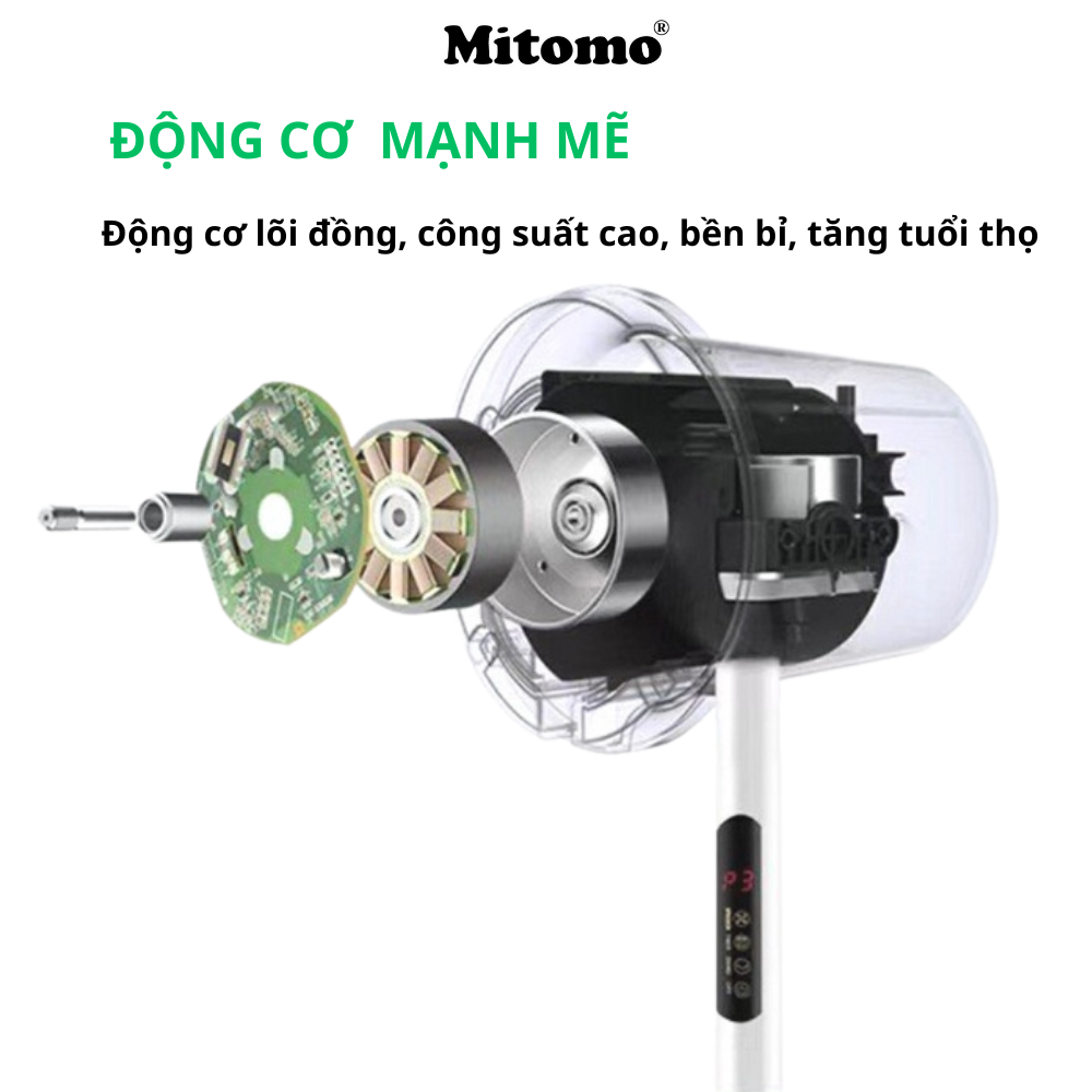 Quạt Đứng 5 Cánh Mitomo FCE-40 hàng chính hãng, Điều Khiển Từ Xa, Hẹn Giờ, Tiếng Ồn Thấp