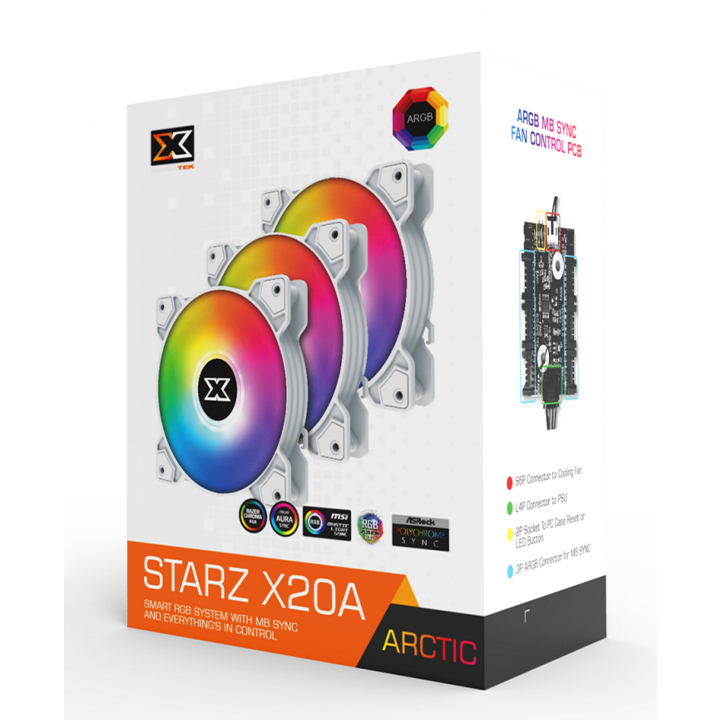 Quạt tản nhiệt LED Xigmatek STARZ X20A Arctic ( White ARGB x3) - Hàng Chính Hãng