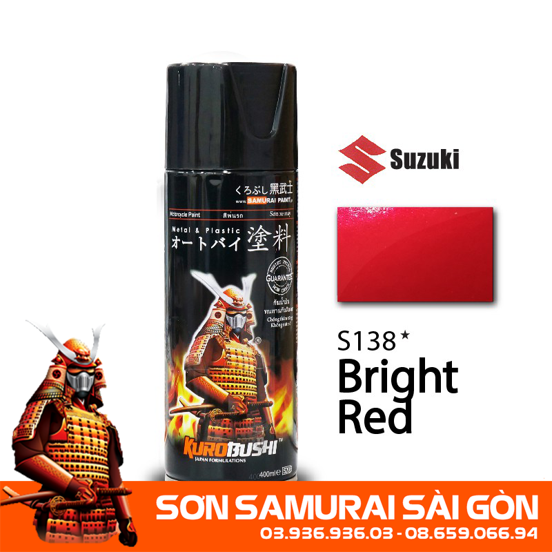 Sơn SAMURAI KUROBUSHI S138* MÀU ĐỎ SÁNG chính hãng - Sơn phun xe máy SAMURAI SÀI GÒN