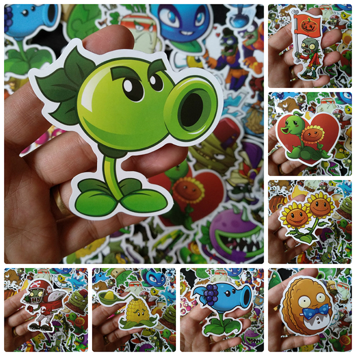 Bộ Sticker dán cao cấp chủ đề PLANTS VS ZOMBIES - Dùng dán Xe, dán mũ bảo hiểm, dán Laptop