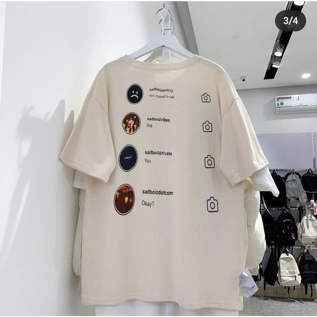 Áo Thun Sadboy - Áo thun tay lỡ form rộng Unisex 38-65kg Nam Nữ