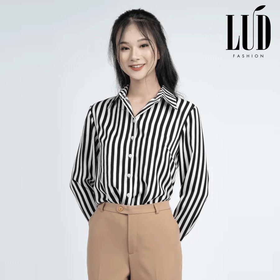 Áo sơ mi nữ sọc trắng đen LUD Fashion