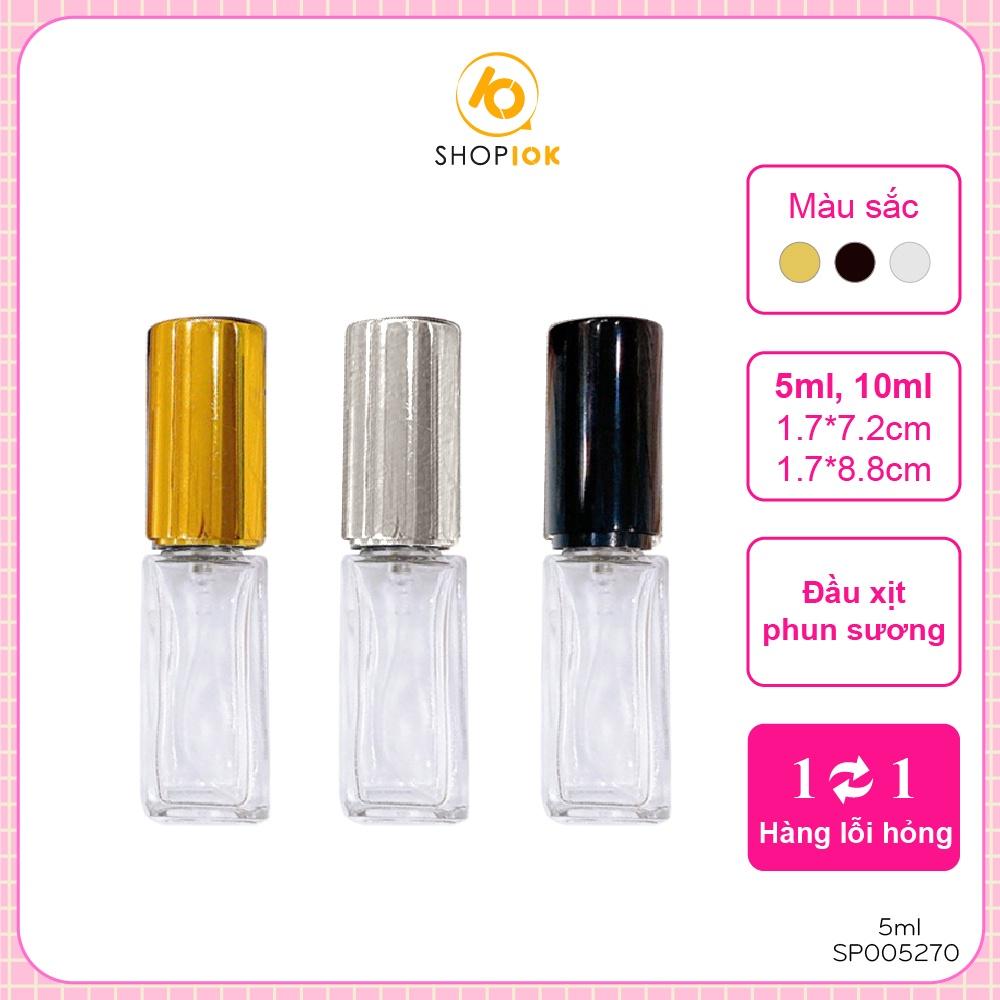 Chai chiết nước hoa thủy tinh, lọ đựng, vỏ chiết nước hoa dạng giọt, phun sương size 5ml, 10ml