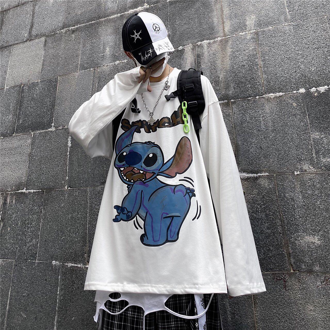 Áo Thun Tay Dài Dáng Rộng In Hình Long Tee Unisex - MM