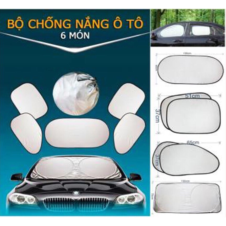 Bộ chắn nắng cửa kính ô tô, xe hơi 4-5 chỗ chống tia UV gấp gọn (tặng kèm túi đựng)