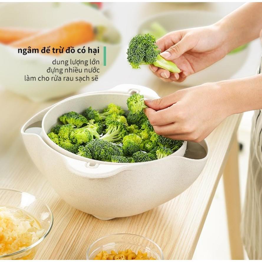 Rổ rửa rau củ quả tiện lợi 360° 2 tầng nhựa PP Care Japan - ShopToro - AsiaMart