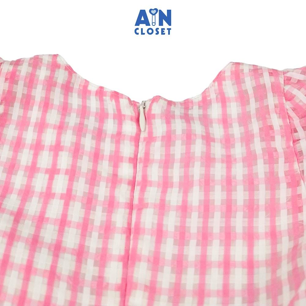 Đầm công chúa bé gái họa tiết Caro Hồng organza - AICDBGKOLTEV - AIN Closet