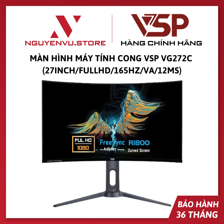 Màn hình máy tính cong VSP VG272C (27inch/FullHD/165Hz/VA/12MS) - Hàng Chính Hãng