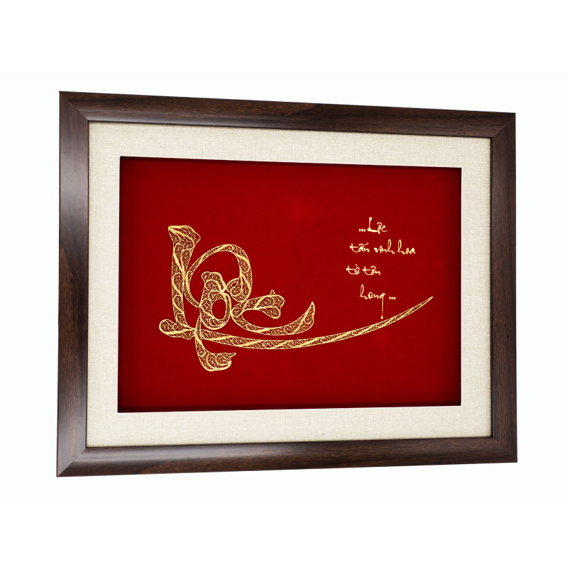 Quà tân gia cao cấp: Tranh Chữ Lộc mạ vàng 24K size lớn