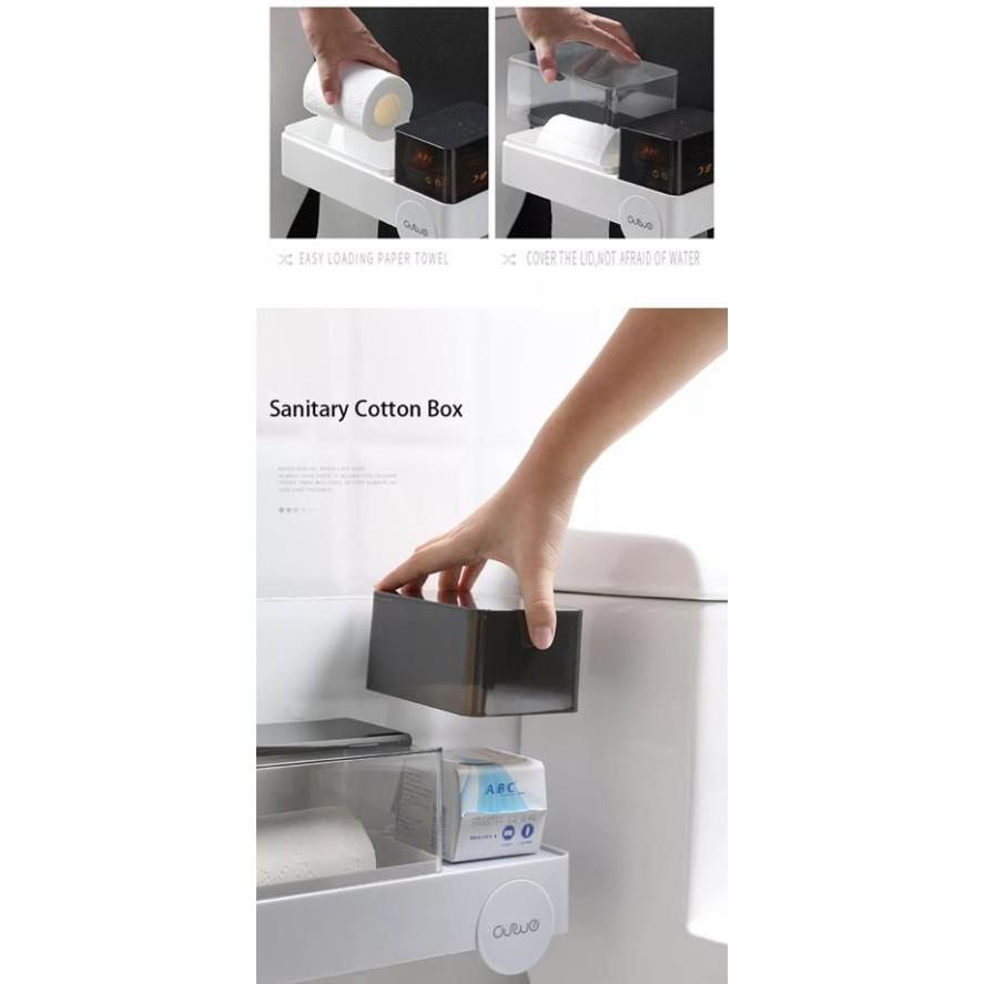 (Giá sale) Hộp đựng giấy vệ sinh 3 ngăn dán cường lực