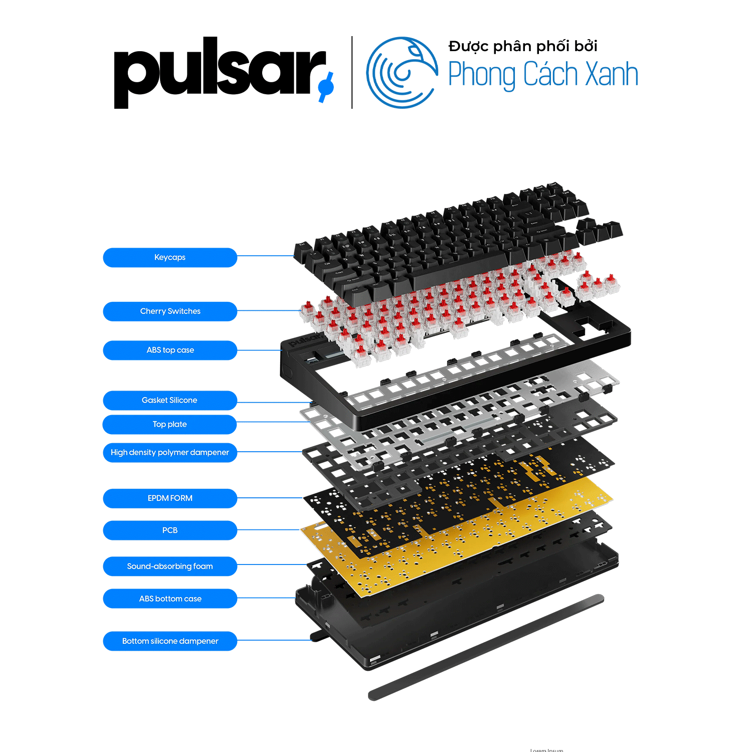 Bàn phím cơ Pulsar Xboard MS TKL ANSI - 8K Polling Rate - Hàng Chính Hãng