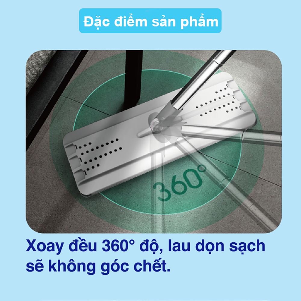 [Phiên bản nâng cấp] Bộ Lau Nhà MyJae Đài Loan Sợi Microfiber 2 Ngăn Tự Vắt Xoay 360 Độ Thông Minh 123cm